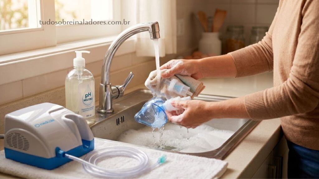Inalador Não Está Saindo Fumaça: 6 Motivos e o Que Fazer em Cada Caso 3 Limpeza do copo nebulizador e acessórios